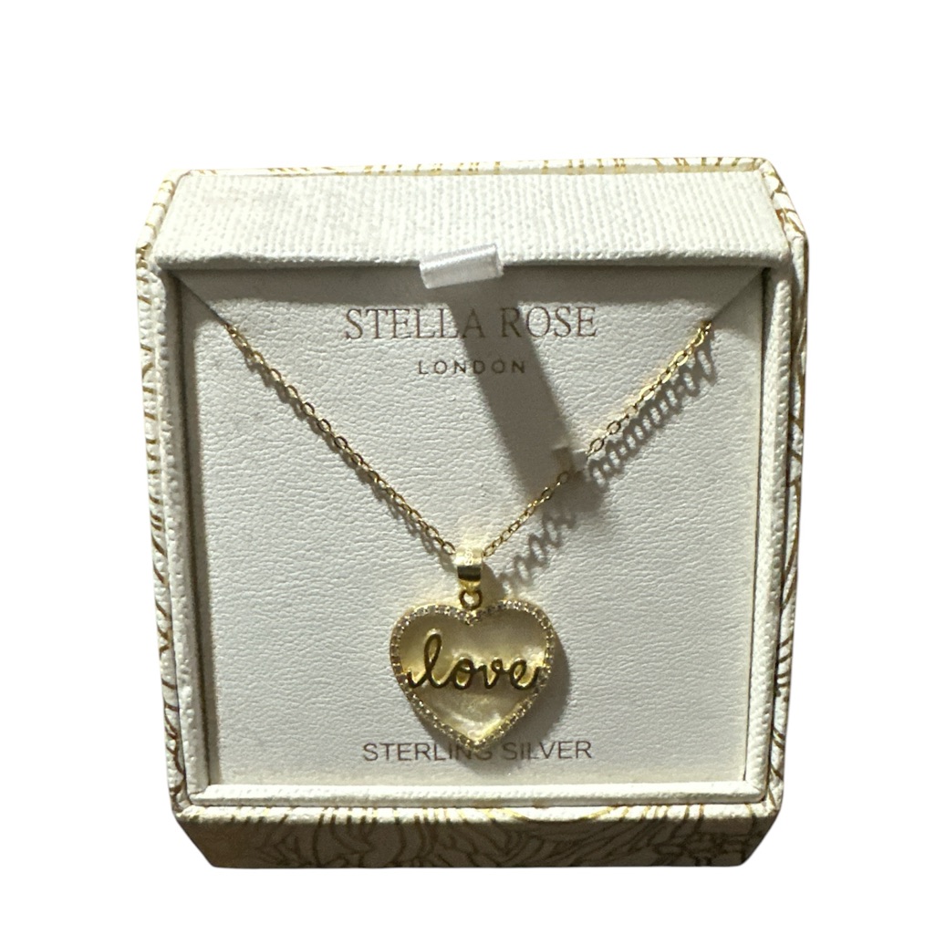 Nwb Stella Rose Sterling Silver Love Heart With Sterling Silver Gold Chain Cute